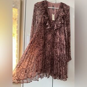 NWT Size M - Anthropologie Pleated Ruffle Swing Mini Dress